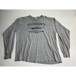 Hudsons Classic Grill‎ T-Shirt Marquette Michigan Long Sleeve Gray Size XL Vtg